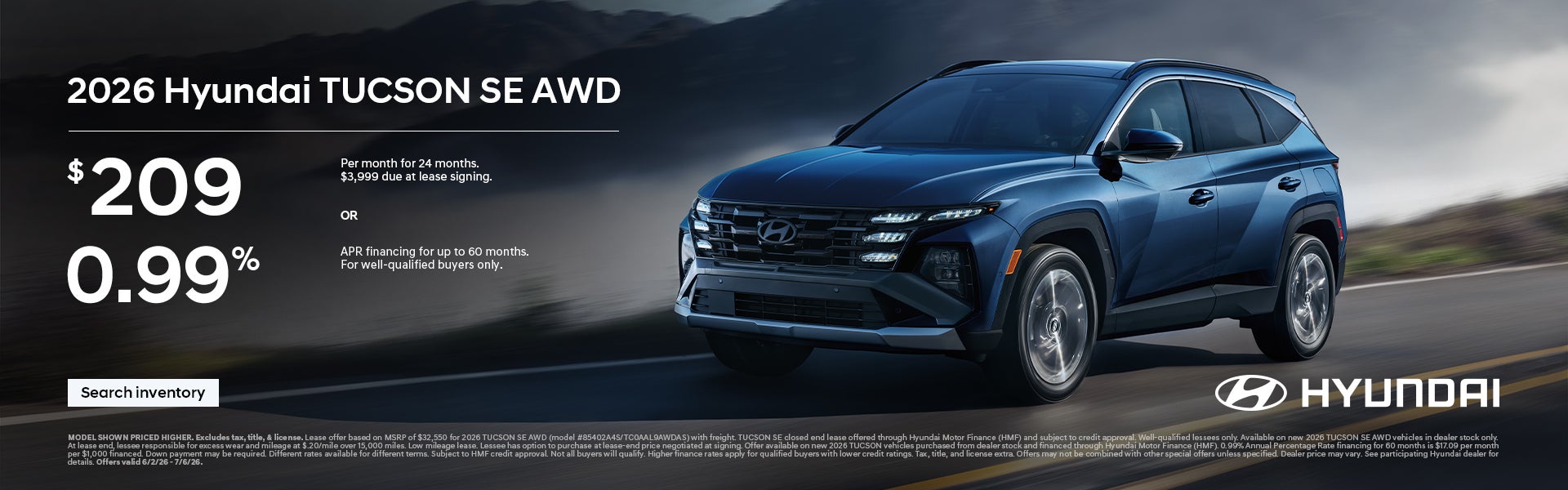 2026 Hyundai Tucson APR or Lease Offer