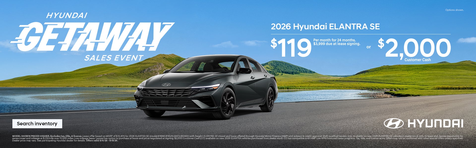 $119/24/$3,999 Lease or $2,000 Customer Cash