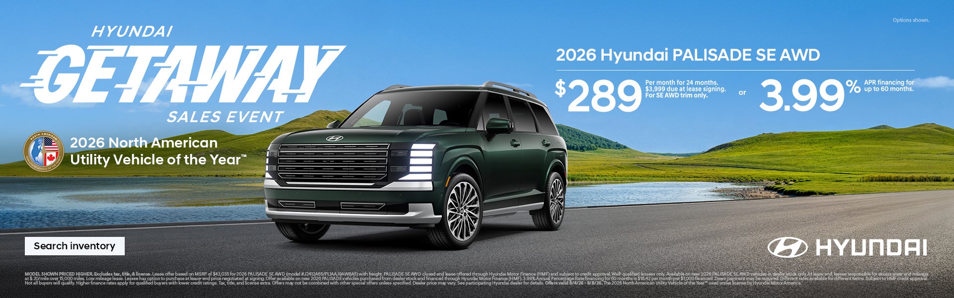 $289/24/$3,999 Lease or 3.99% APR for 60 mos.